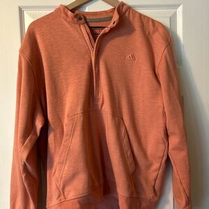 Adidas Orange Zip Up Sweater with Stand-Up Collar